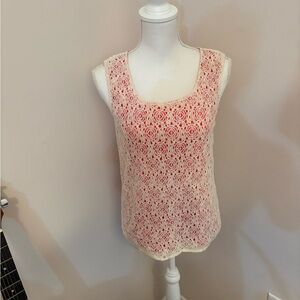 Sundance Vibrant Coral Blouse with Cream Lace
